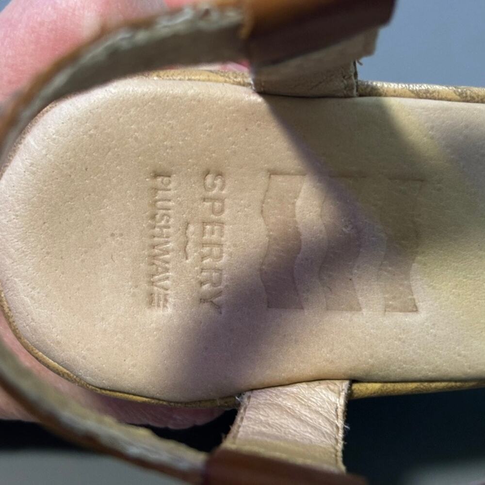Sperry Fairwater Plushwave Wedge Espadrille Sandals Women's Size 7.5 Tan Leather - Picture 6 of 9